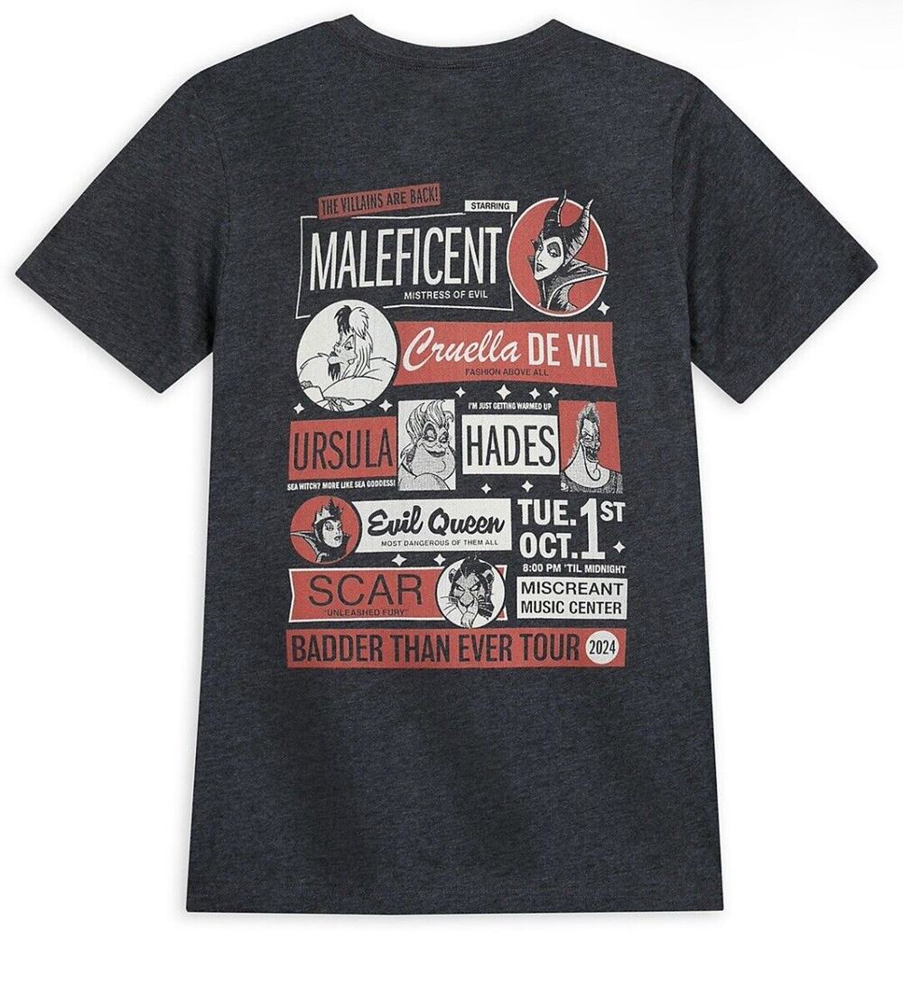 Disney Parks Villains Concert Tour Tee For Adults sz L